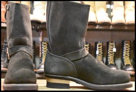 【9D 箱付 DEAD PT99プリント 03年 BEAMS別注】レッドウィング 8274 黒スエード エンジニア ラフアウト ビームス ブーツ redwing HOPESMORE