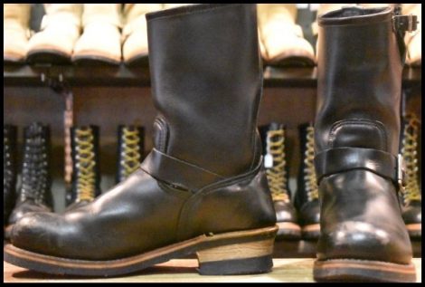 【8D 良品 PT99プリント 旧シルエット 03年】レッドウィング 2268 エンジニア 黒 ブラック スチールトゥ ブーツ redwing HOPESMORE