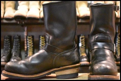 【8D 良品 PT99プリント 旧シルエット 03年】レッドウィング 2268 エンジニア 黒 ブラック スチールトゥ ブーツ redwing HOPESMORE