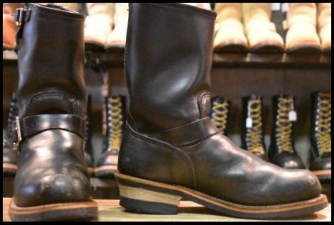 【8D 良品 PT99プリント 旧シルエット 03年】レッドウィング 2268 エンジニア 黒 ブラック スチールトゥ ブーツ redwing HOPESMORE