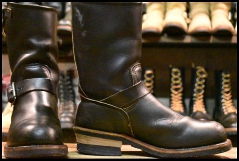 【7.5D 良品 PT91プリント 93年08月刻印】レッドウィング 2268 エンジニア 黒 ブラッククローム スチールトゥ ブーツ redwing HOPESMORE