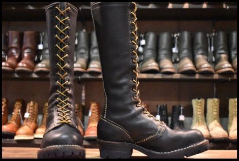 【7.5D 良品 PT99 03年】WESCO ウエスコ カスタムジョブマスター 黒 ブラック ロング ビブラム100シングル レースアップ ブーツ HOPESMORE