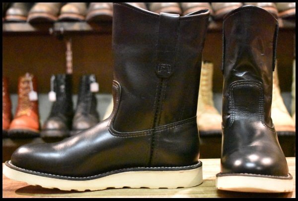 【5.5D 美品 11年】レッドウィング 8169 ペコス 黒 ブラッククローム プルオン クッションソール ブーツ redwing pecos HOPESMORE