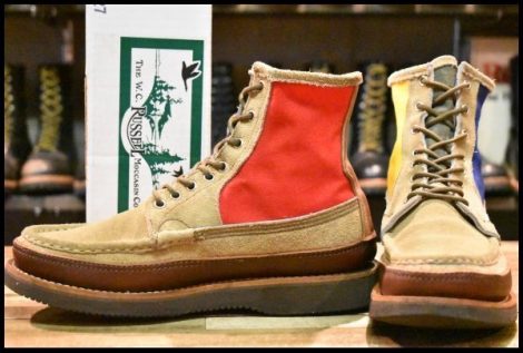 【9E 良品 BEAVER別注 青タグ】RUSSELL MOCCASIN ラッセルモカシンサファリ ダブルモカシン クレイジーカラー マルチ ブーツ HOPESMORE