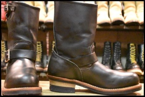 【8D 箱付 良品 08年】レッドウィング 2268 エンジニア 黒 ブラッククローム スチールトゥ プルオン ブーツ redwing HOPESMORE