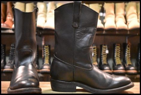 【8E 良品 02年】レッドウィング 8155 ペコス 黒 ブラッククローム プルオン ブーツ redwing pecos HOPESMORE