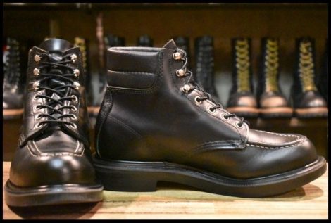 【8E 箱付 美品 23年】レッドウィング 8133 スーパーソール 黒 ブラッククローム モックトゥ 編み上げ ブーツ redwing HOPESMORE