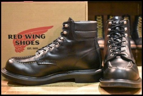 【8E 箱付 美品 23年】レッドウィング 8133 スーパーソール 黒 ブラッククローム モックトゥ 編み上げ ブーツ redwing HOPESMORE
