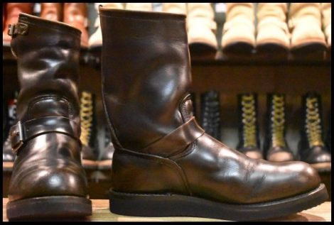 【8D 良品 PT91プリント カスタム】レッドウィング 2268 エンジニア ブラッククローム プルオン ブーツ redwing HOPESMORE