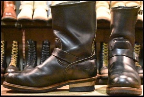 【9.5EE 良品 PT91刺繍】レッドウィング 2268 エンジニア 黒 ブラッククローム スチールトゥ プルオン ブーツ redwing HOPESMORE