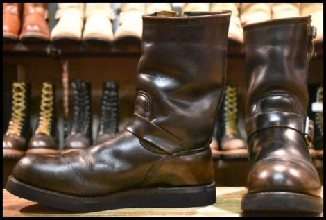 【8D 良品 PT91プリント カスタム】レッドウィング 2268 エンジニア ブラッククローム プルオン ブーツ redwing HOPESMORE