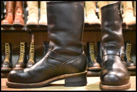 【7.5E 良品 黒タグ Cマーク PT83】Chippewa チペワ エンジニア 27863 黒 ブラック スチールトゥ ブーツ ビンテージ HOPESMORE