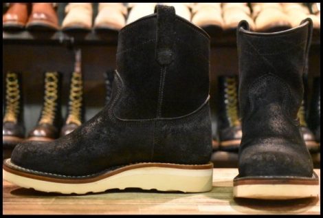 【UK7 美品】VIBERG ヴァイバー 80 プルオン ブラックラフアウト 黒スエード エンジニア ブーツ HOPESMORE