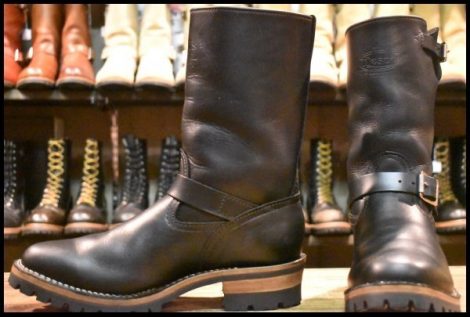 【9.5E 美品 21年】WESCO ウエスコ カスタムボス 黒 ブラック 10インチハイト ビブラム100シングル エンジニア ブーツ BOSS HOPESMORE