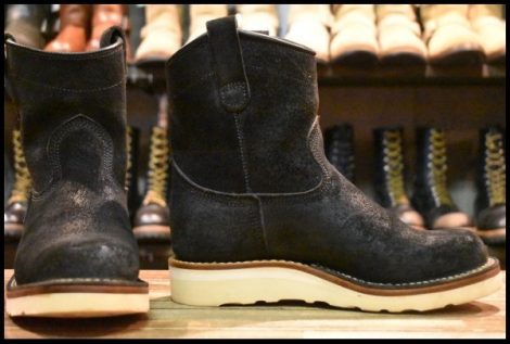 【UK7 美品】VIBERG ヴァイバー 80 プルオン ブラックラフアウト 黒スエード エンジニア ブーツ HOPESMORE