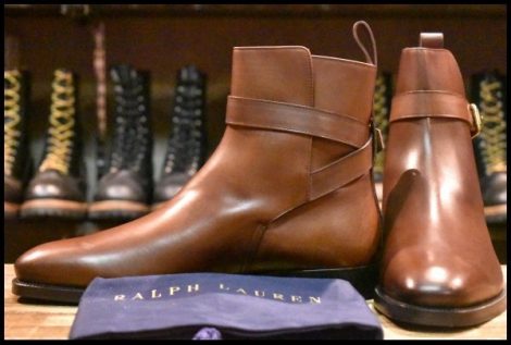 【9E 未使用】RALPH LAUREN ラルフローレン ジョッパーブーツ 46003 カーフ ブラウン HOPESMORE