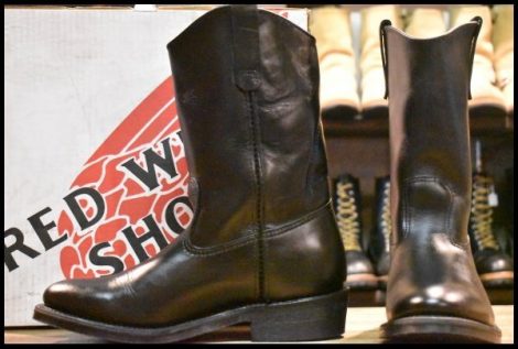 【9E 箱付 美品 05年】レッドウィング 8155 ペコス 黒 ブラッククローム プルオン ブーツ redwing pecos HOPESMORE