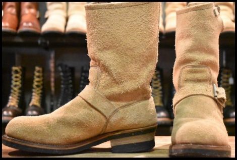 【7D 良品 PT83】レッドウィング 8268 スエード エンジニア タンラフアウト スチールトゥ ベージュ ブーツ redwing HOPESMORE