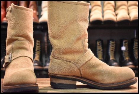 【7D 良品 PT83】レッドウィング 8268 スエード エンジニア タンラフアウト スチールトゥ ベージュ ブーツ redwing HOPESMORE
