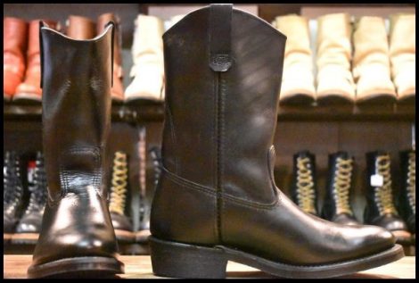 【9E 箱付 美品 05年】レッドウィング 8155 ペコス 黒 ブラッククローム プルオン ブーツ redwing pecos HOPESMORE