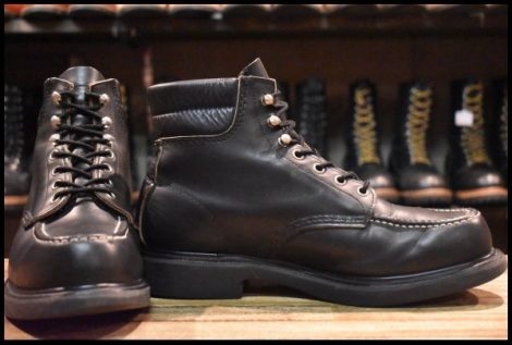 【8E 箱付 良品 羽タグ 98年】レッドウィング 8133 スーパーソール 黒 ブラッククローム モックトゥ ブーツ redwing HOPESMORE