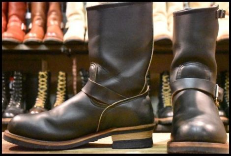 【9D 良品 PT91刺繍 98年】レッドウィング 2268 エンジニア 黒 ブラッククローム スチールトゥ プルオン ブーツ redwing HOPESMORE