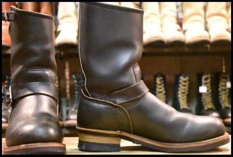 【9D 良品 PT91刺繍 98年】レッドウィング 2268 エンジニア 黒 ブラッククローム スチールトゥ プルオン ブーツ redwing HOPESMORE