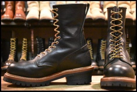 【8D 良品 10年】レッドウィング 8210 ロガー 黒 ブラッククローム スチールトゥ 編み上げ レースアップ ブーツ redwing HOPESMORE