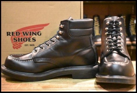 【8E 箱付 美品 23年】レッドウィング 8133 スーパーソール 黒 ブラッククローム モックトゥ 編み上げ ブーツ redwing HOPESMORE