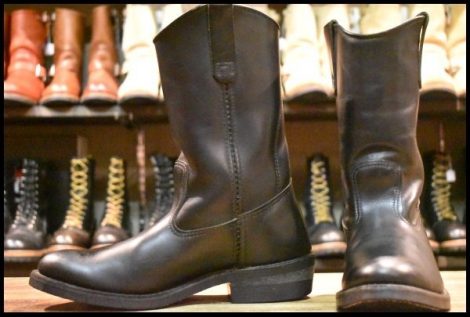 【8E 良品 08年】レッドウィング 8155 ペコス 黒 ブラッククローム プルオン ブーツ redwing pecos 1155 HOPESMORE