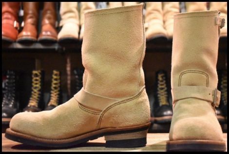 【8.5D 良品 10年】レッドウィング 8268 スエード エンジニア ホーソーンアビレーンラフアウト ベージュ ブーツ redwing HOPESMORE