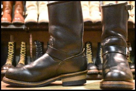 【7D 良品 PT91刺繍】レッドウィング 2268 エンジニア 黒 ブラッククローム スチールトゥ プルオン ブーツ redwing HOPESMORE