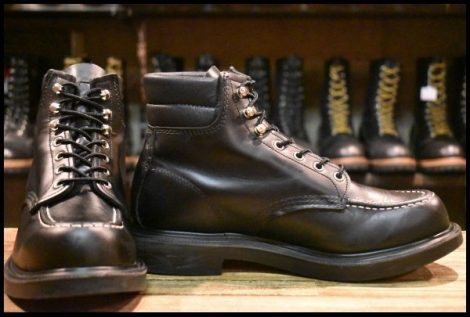 【8E 箱付 美品 23年】レッドウィング 8133 スーパーソール 黒 ブラッククローム モックトゥ 編み上げ ブーツ redwing HOPESMORE
