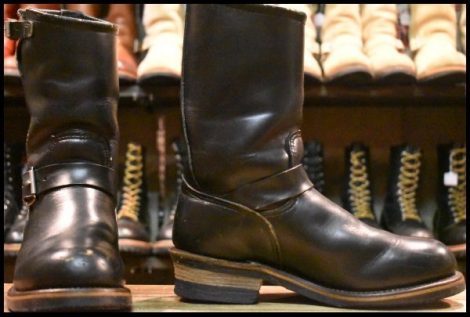【7D 良品 PT91刺繍】レッドウィング 2268 エンジニア 黒 ブラッククローム スチールトゥ プルオン ブーツ redwing HOPESMORE