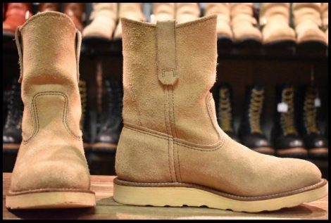 【6.5E 良品 羽タグ 98年】レッドウィング 8168 スエード ペコス タン ラフアウト ベージュ クッションソール ブーツ redwing HOPESMORE