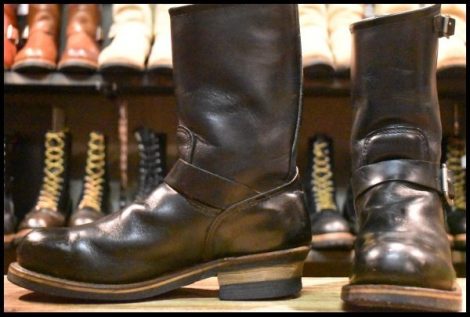 【8D 良品 PT99プリント 旧シルエット 03年】レッドウィング 2268 エンジニア 黒 ブラック スチールトゥ ブーツ redwing HOPESMORE