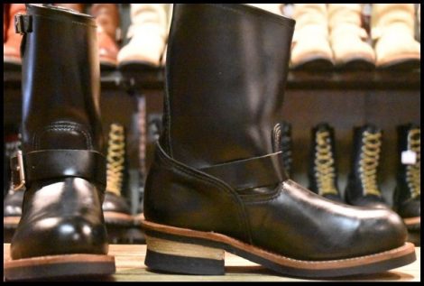 【6D 美品 17年】レッドウィング 2268 エンジニア 黒 ブラッククローム スチールトゥ プルオン ブーツ redwing HOPESMORE