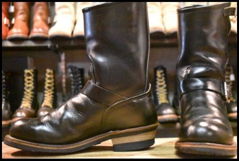 【9D 良品 PT99刺繍】レッドウィング 2268 エンジニア 黒 ブラッククローム スチールトゥ プルオン ブーツ redwing HOPESMORE