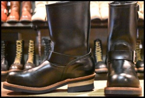 【6D 美品 17年】レッドウィング 2268 エンジニア 黒 ブラッククローム スチールトゥ プルオン ブーツ redwing HOPESMORE