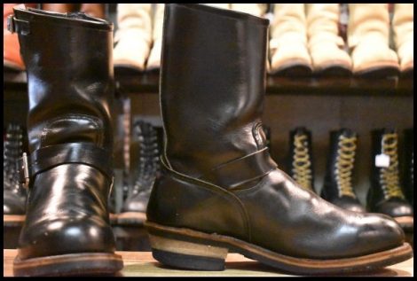 【9D 良品 PT99刺繍】レッドウィング 2268 エンジニア 黒 ブラッククローム スチールトゥ プルオン ブーツ redwing HOPESMORE