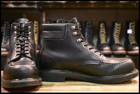 【9.5E 良品 17年】レッドウィング 8133 スーパーソール 黒 ブラッククローム モックトゥ 編み上げ レースアップ ブーツ redwing HOPESMORE