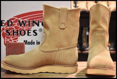 【7.5E 箱付 美品 羽タグ】レッドウィング 8168 スエード ペコス タン ラフアウト ベージュ ブーツ redwing HOPESMORE