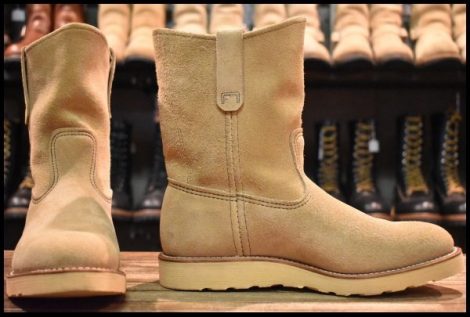 【7.5E 箱付 美品 羽タグ】レッドウィング 8168 スエード ペコス タン ラフアウト ベージュ ブーツ redwing HOPESMORE