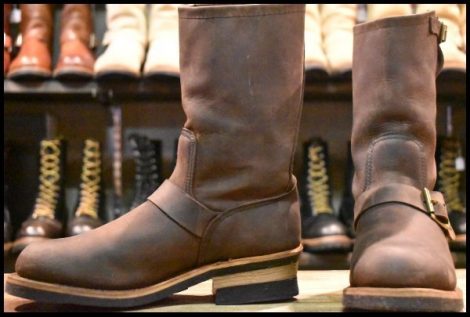 【6D 良品 90周年限定 PT91プリント】レッドウィング 8248 エンジニア ヌバック 茶 スチールトゥ ブーツ redwing HOPESMORE