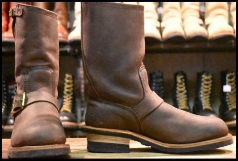 【6D 良品 90周年限定 PT91プリント】レッドウィング 8248 エンジニア ヌバック 茶 スチールトゥ ブーツ redwing HOPESMORE