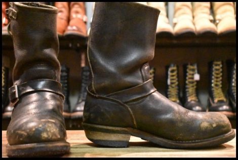 【7D 中古 PT83 90年3月刻印】レッドウィング 2268 エンジニア 黒 ブラック クローム スチールトゥ ブーツ redwing PT91 HOPESMORE