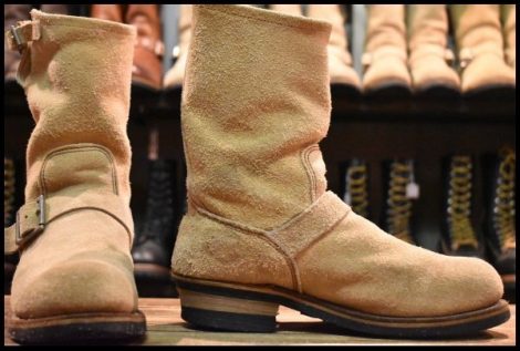 【8D 良品 PT99刺繍 ベルト位置低い】レッドウィング 8268 スエード エンジニア タン ラフアウト ベージュ ブーツ redwing HOPESMORE