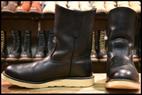 【8.5E 良品 10年】レッドウィング 8169 ペコス 黒 ブラッククローム プルオン クッションソール ブーツ redwing pecos HOPESMORE