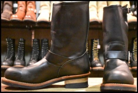 【8.5D 美品 09年】レッドウィング 2268 エンジニア 黒 ブラッククローム スチールトゥ プルオン ブーツ redwing HOPESMORE