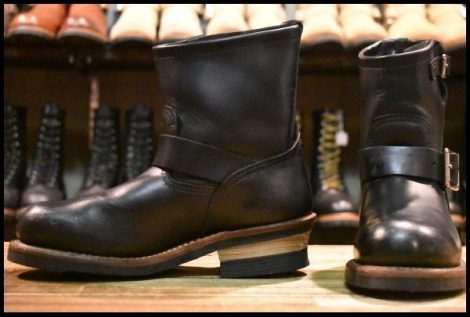 【5.5D 美品 13年】レッドウィング 2976 ショート エンジニア 黒 ブラッククローム スチールトゥ 編み上げ ブーツ redwing HOPESMORE